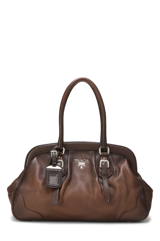 Brown Vitello Daino Frame Handbag, , large image number 0