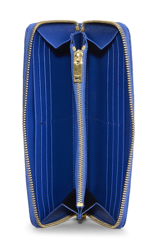 Blue Grainy Leather Zip Around Wallet, , large image number 3
