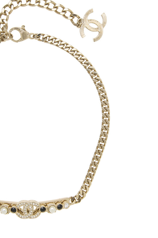 Gold Crystal 'CC' Choker, , large image number 1