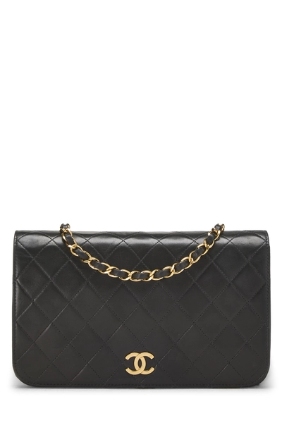 Black Quilted Lambskin Snap Full Flap Small