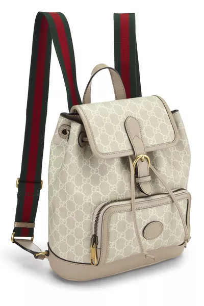 Beige GG Supreme Canvas Interlocking GG Backpack, , large