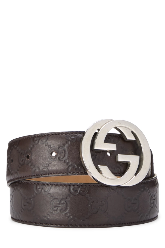 Brown Guccissima Leather Interlocking GG Belt 80, , large image number 0