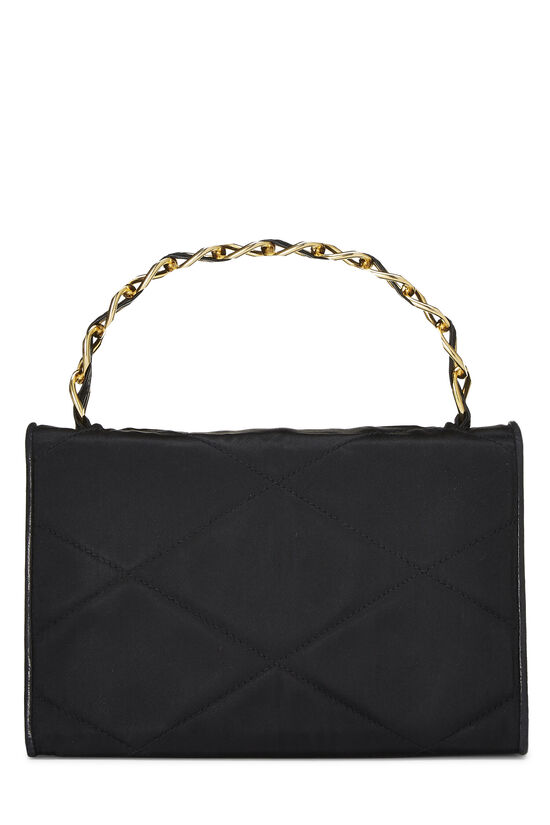 Black Quilted Satin Envelope Flap Small