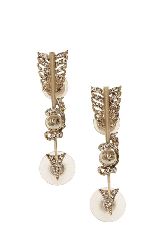 Chanel Gold & Crystal 'CC' Arrow Earrings Q6J4VC0RDB000