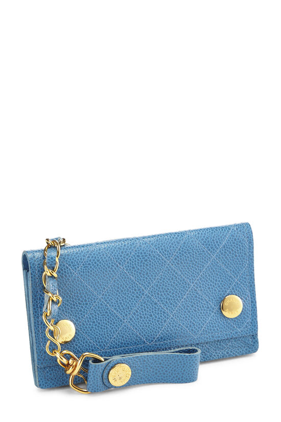 CHANEL Caviar Quilted Wallet on Chain WOC Light Blue | FASHIONPHILE