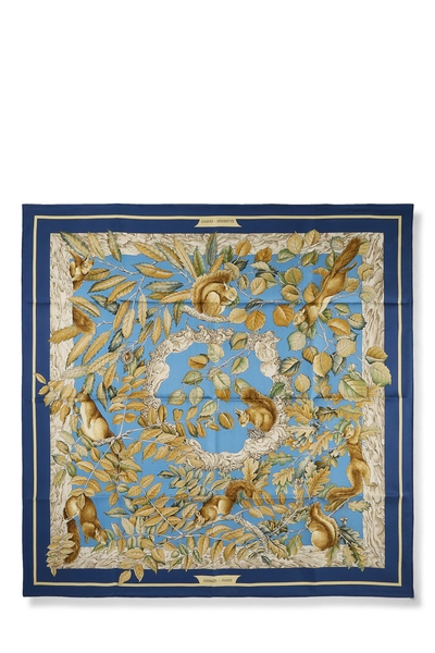 Blue & Multicolor 'Casse-Noisette' Silk Scarf 90