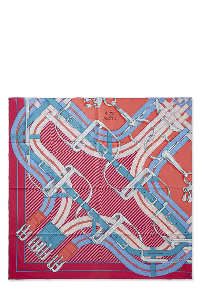Pink & Multicolor 'Mors a Jouets Chemise' Silk Scarf 90