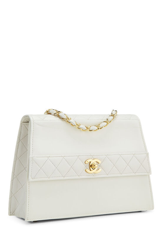 Chanel Vintage White Lambskin Classic Large Flap Bag