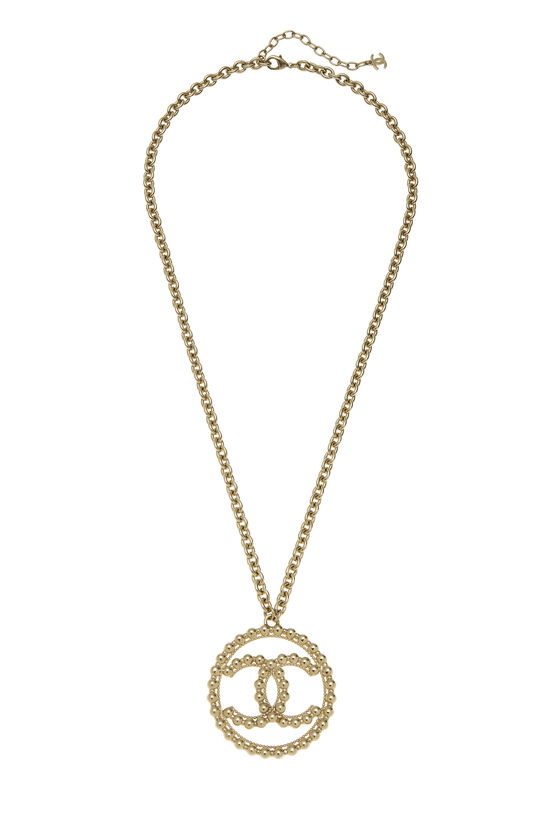 Gold 'CC' In Circle Necklace Large