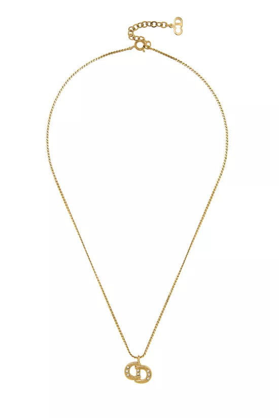 Gold Crystal 'CD' Necklace, , large image number 0