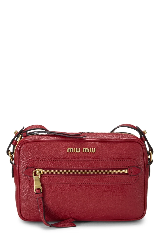 Red Grained Leather Camera Bag, , large image number 0