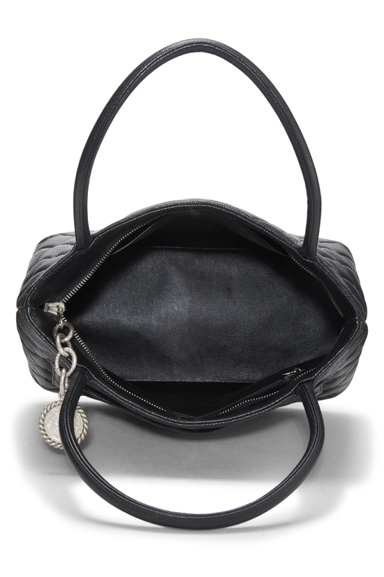 Black Quilted Caviar Medallion Tote, , large image number 5