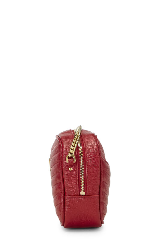 YSL Red Grained Leather Lou Lou Camera Bag Mini QTB1NG18R9001