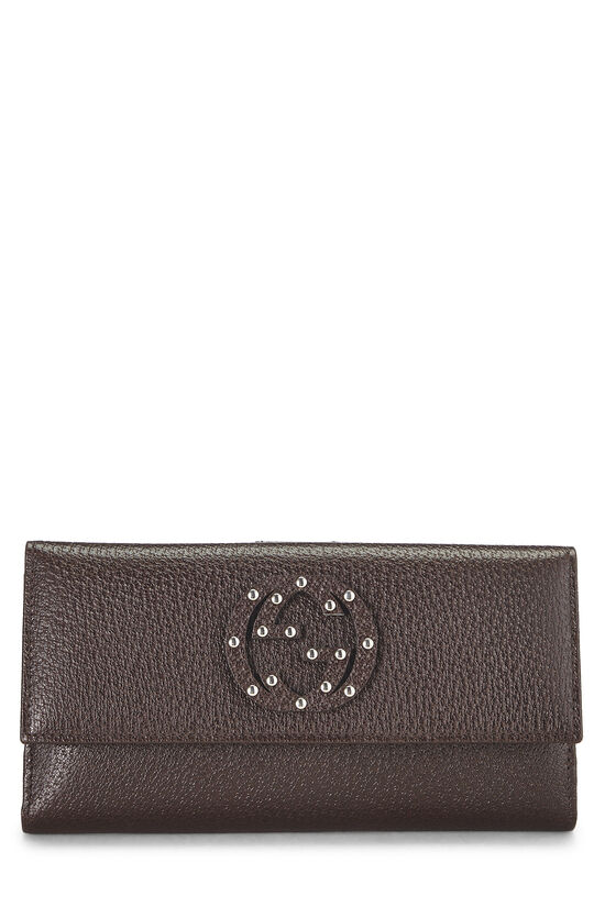 Brown Leather Studded Soho Continental Wallet, , large image number 0