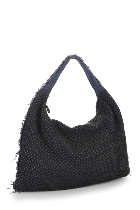 Blue Intrecciato Ponza Veneta Hobo Large, , large image number 1
