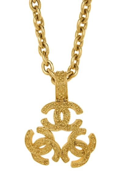 Gold Triple 'CC' Necklace, , large