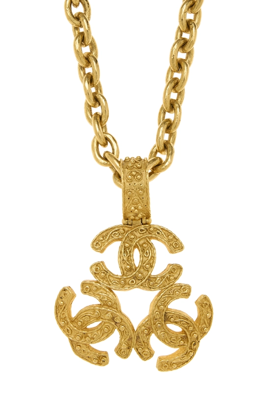 Gold Triple 'CC' Necklace, , large image number 1