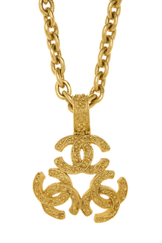 Gold Triple 'CC' Necklace, , large image number 1