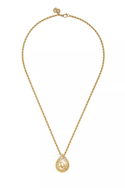 Gold Crystal Logo Necklace