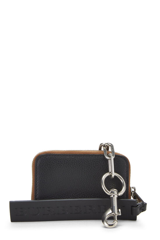 Black Leather Toby Chain Zip Coin Case , , large image number 2