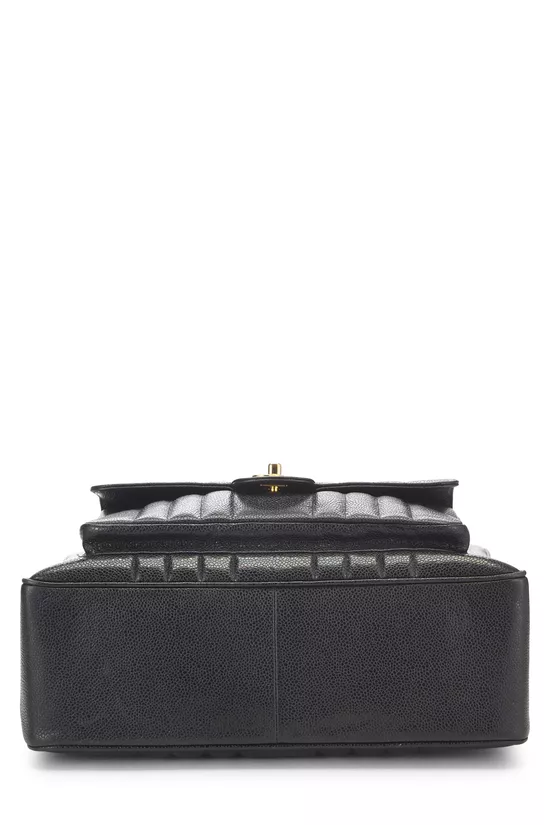 Black Vertical Quilted Caviar Pocket Tote, , large image number 4