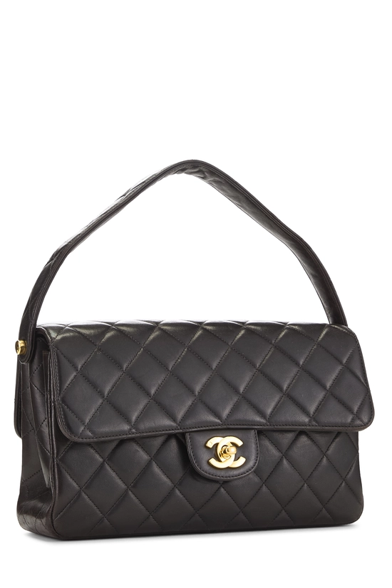 Black Quilted Lambskin Double Sided Flap Small, , large image number 1