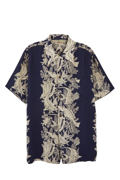 Blue Fish & Shell Royal Hawaiian Shirt