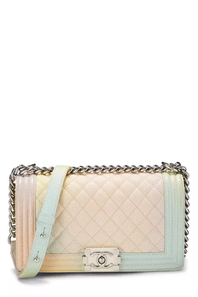 Rainbow Quilted Caviar Boy Bag Medium