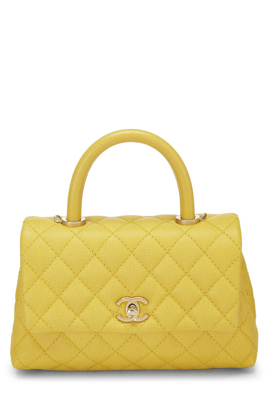 Yellow Quilted Caviar Coco Handle Bag Mini, , large image number 1