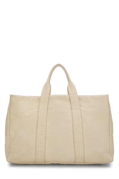 Chanel White Calfskin Logo Tote Large