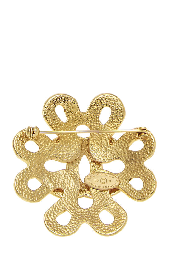 CHANEL - Vintage Gold-tone Brooch - Four Leaf Clover Clothes Pin, CHANEL