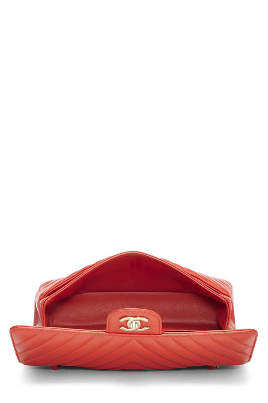 Chanel Red Chevron Lambskin Classic Double Flap Medium Q6BATU1IR0005