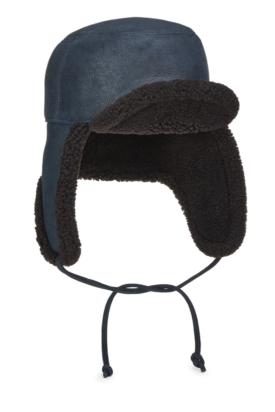 Navy Agneau Trapper Hat, , large image number 0