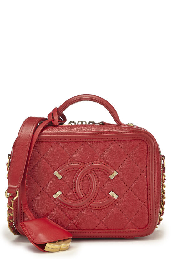 Chanel Caviar Leather CC Filigree Small Vanity Case, Chanel Handbags