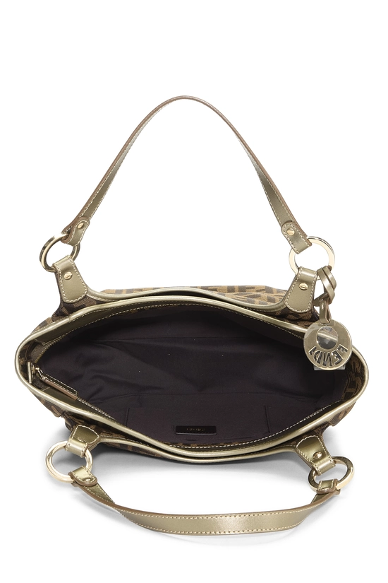 Gold Zucca Canvas Shoulder Bag, , large image number 5
