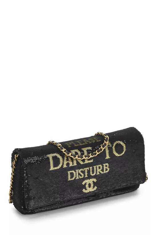 Paris-Cosmopolite Black & Gold Sequin Please Dare To Disturb Flap Bag, , large image number 1