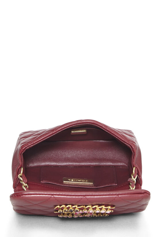 Burgundy Quilted Lambskin Crystal Flap Bag Mini, , large image number 5