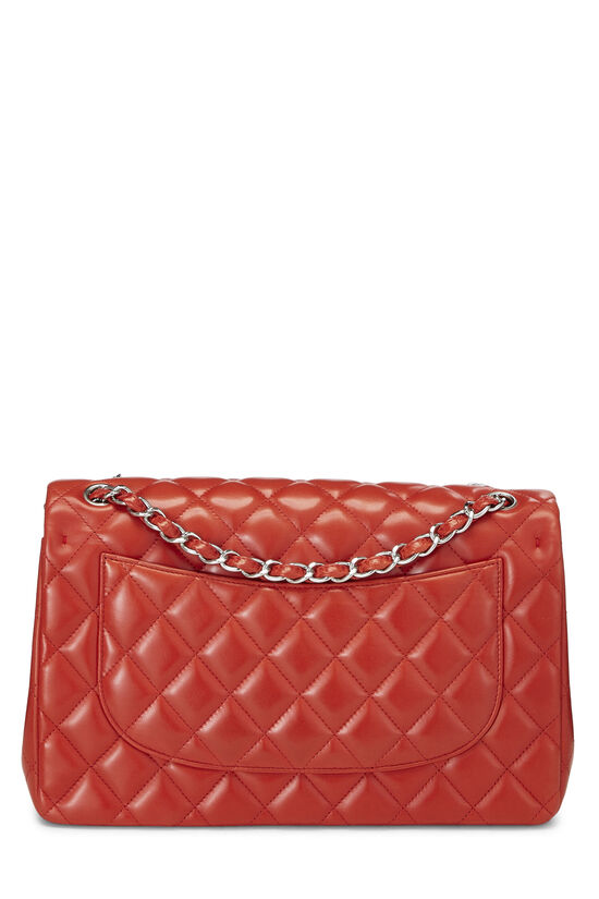 Red Quilted Lambskin New Classic Double Flap Jumbo, , large image number 3