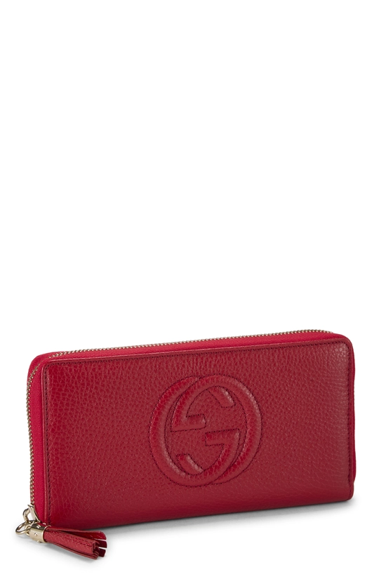 Red Leather Soho Zip Around Wallet, , large image number 1