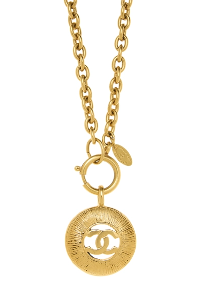 Gold 'CC' Sunburst Necklace, , large