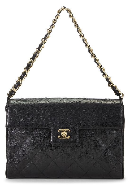 Black Quilted Caviar Shoulder Bag, , large image number 0
