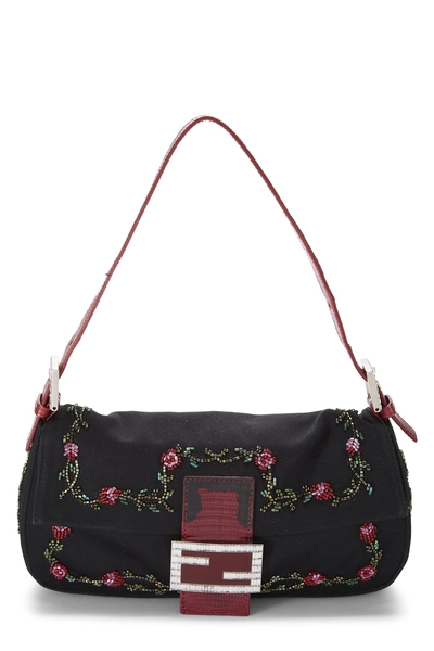 Fendi Black Embellished Baguette