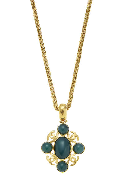 Gold & Green Gripoix Necklace, , large