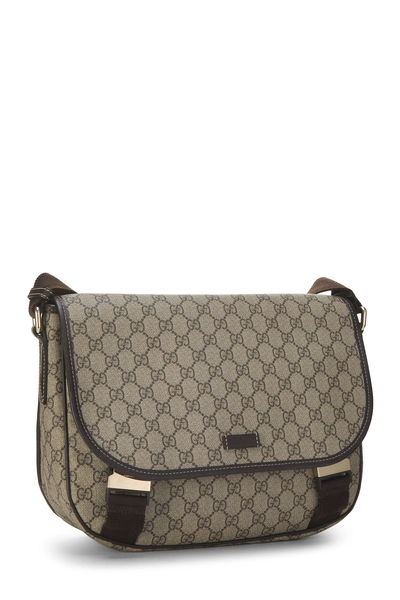 Brown GG Supreme Canvas Buckle Flap Messenger Large, , large