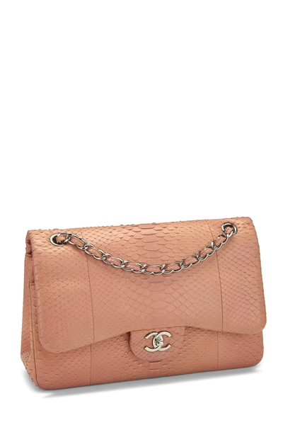Chanel Pink Python New Classic Double Flap Jumbo — photo 2