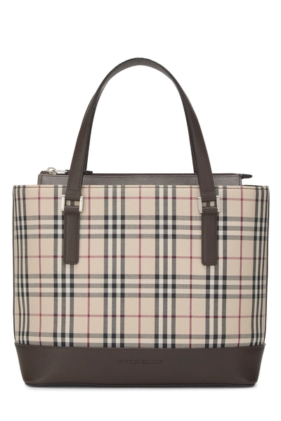 Burberry Brown House Check Jacquard Handbag Small