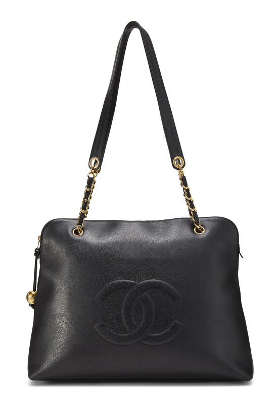 CHANEL, Bags, Chanel Vintage Xl Studded Cc Monogram Logo Black Lambskin  Leather Shoulder Bag