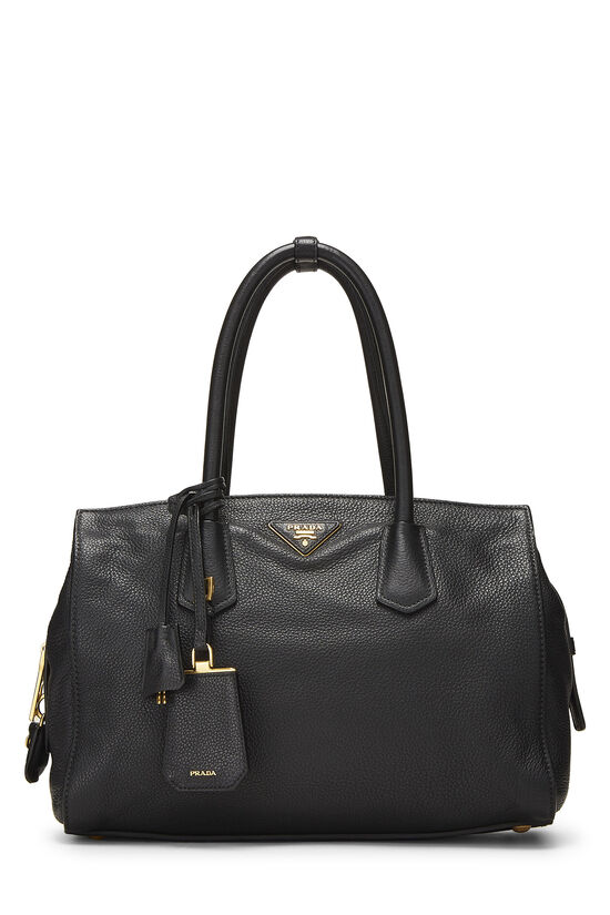Black Vitello Daino Convertible Top Handle Bag, , large image number 0
