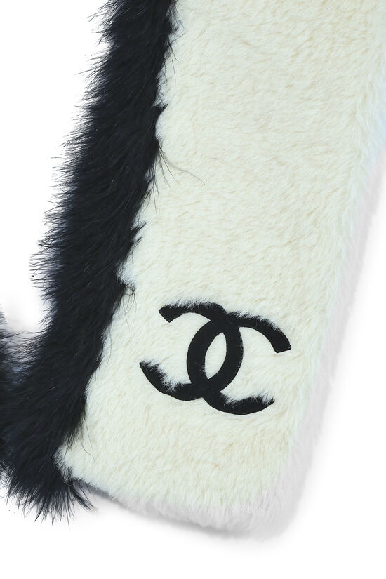 Cream & Black Faux Fur Scarf, , large image number 1