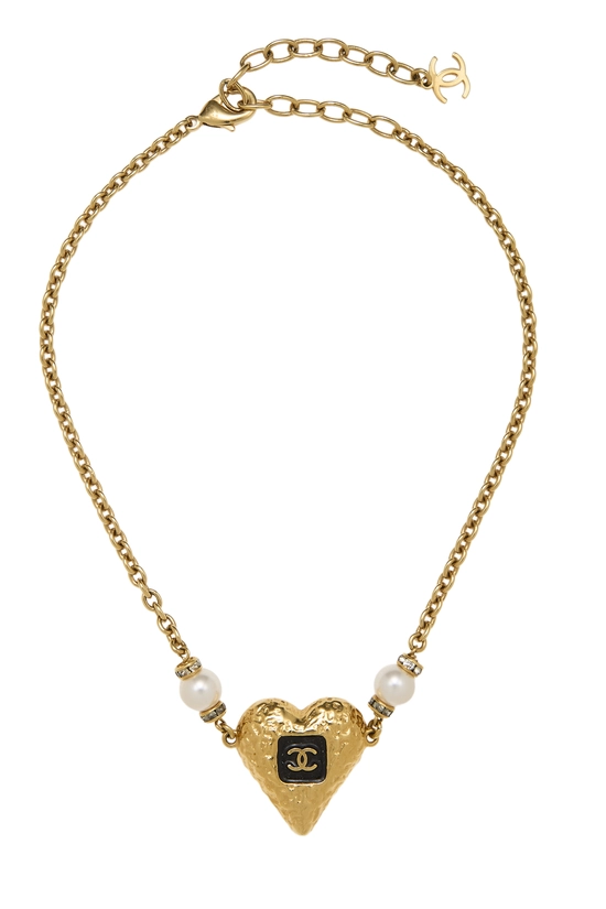 Gold Crystal 'CC' Heart Choker, , large image number 0